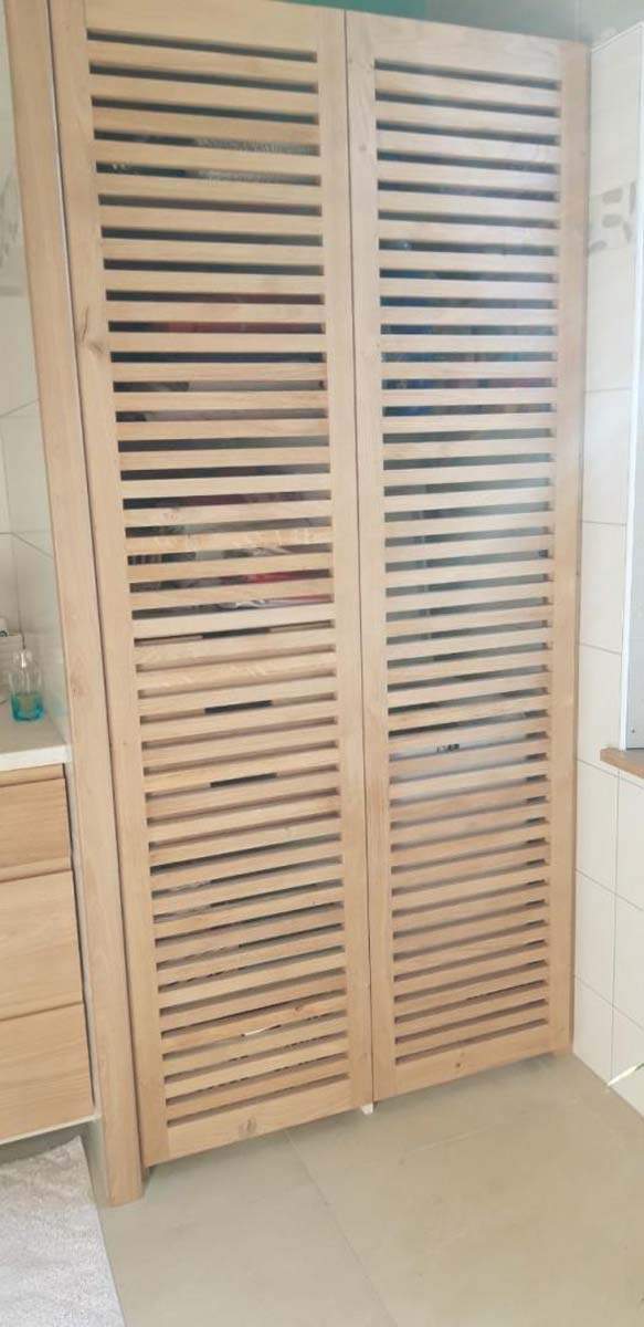 Porte de placard persienne en bois naturel Pacy-sur-Eure